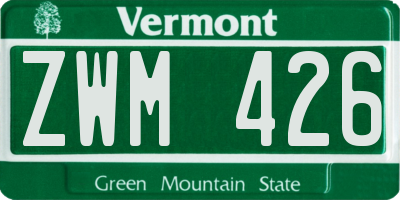VT license plate ZWM426
