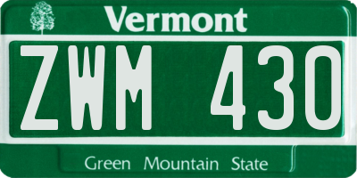 VT license plate ZWM430