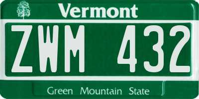 VT license plate ZWM432