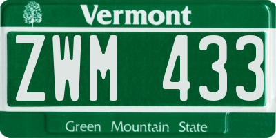 VT license plate ZWM433