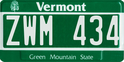 VT license plate ZWM434