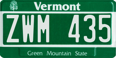VT license plate ZWM435