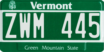 VT license plate ZWM445
