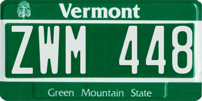 VT license plate ZWM448