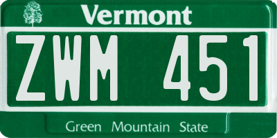 VT license plate ZWM451