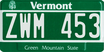 VT license plate ZWM453
