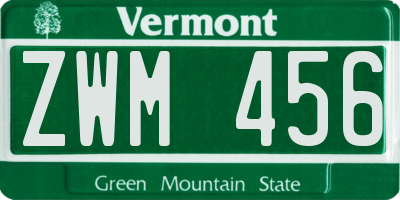 VT license plate ZWM456