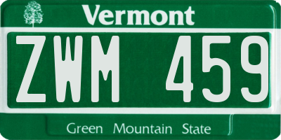 VT license plate ZWM459
