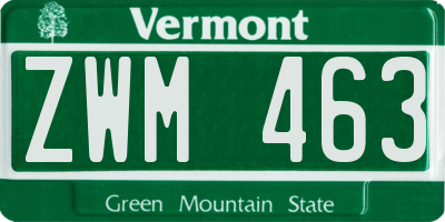 VT license plate ZWM463