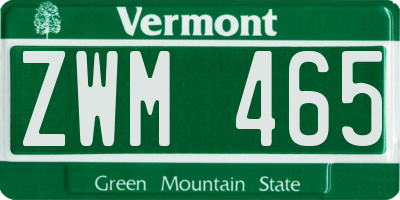 VT license plate ZWM465