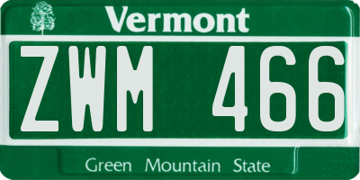 VT license plate ZWM466