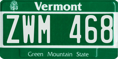 VT license plate ZWM468