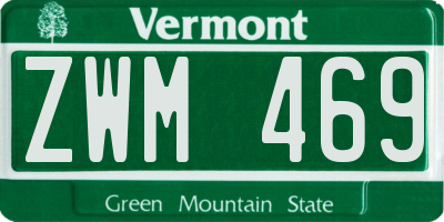 VT license plate ZWM469