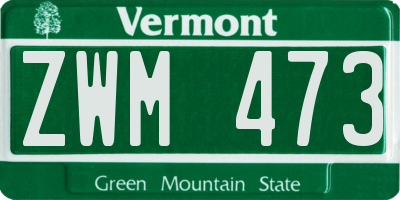 VT license plate ZWM473