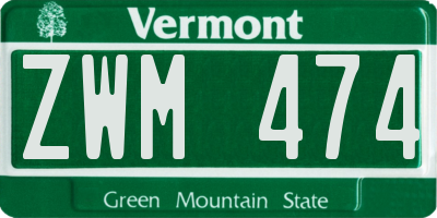 VT license plate ZWM474