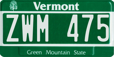 VT license plate ZWM475