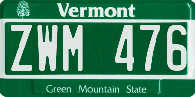VT license plate ZWM476