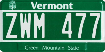 VT license plate ZWM477