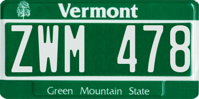 VT license plate ZWM478