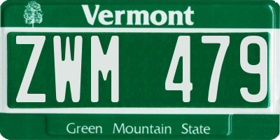 VT license plate ZWM479
