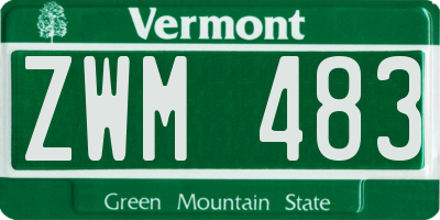 VT license plate ZWM483