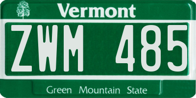 VT license plate ZWM485