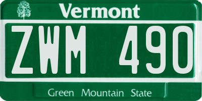 VT license plate ZWM490