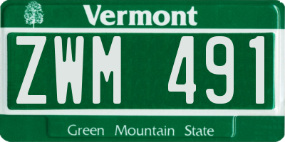 VT license plate ZWM491