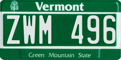 VT license plate ZWM496