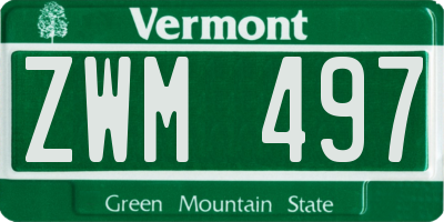 VT license plate ZWM497