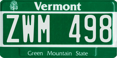 VT license plate ZWM498