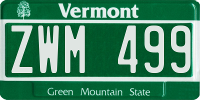 VT license plate ZWM499