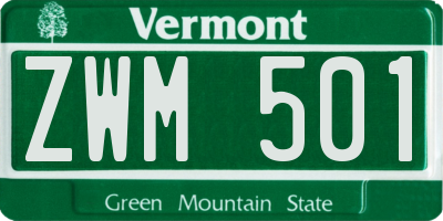 VT license plate ZWM501