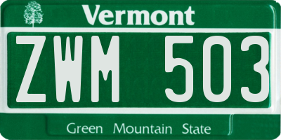 VT license plate ZWM503