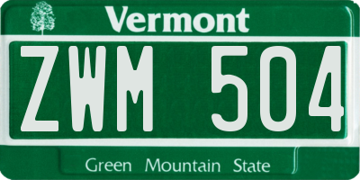 VT license plate ZWM504