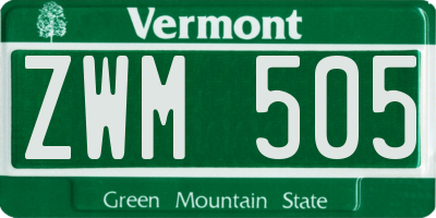 VT license plate ZWM505