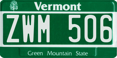 VT license plate ZWM506