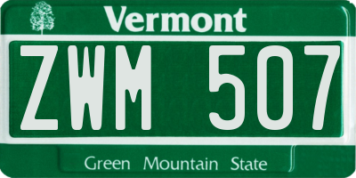 VT license plate ZWM507