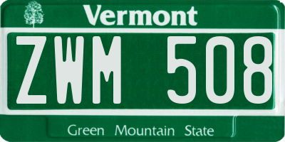 VT license plate ZWM508