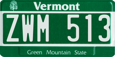VT license plate ZWM513