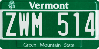 VT license plate ZWM514