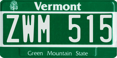 VT license plate ZWM515