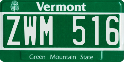 VT license plate ZWM516