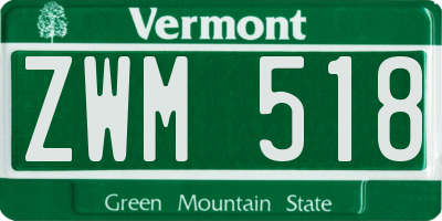 VT license plate ZWM518