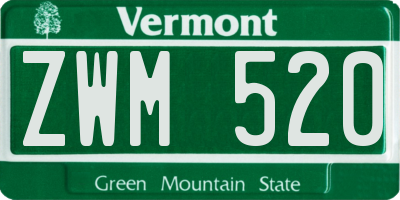 VT license plate ZWM520