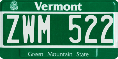 VT license plate ZWM522