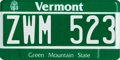 VT license plate ZWM523