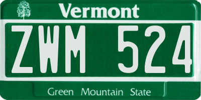 VT license plate ZWM524