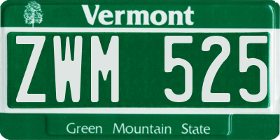 VT license plate ZWM525