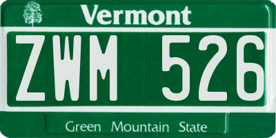 VT license plate ZWM526
